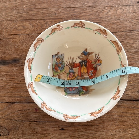 Bunnykins Charming Rabbit Artist Bowl - Cream and Brown - Picture 2 of 4
